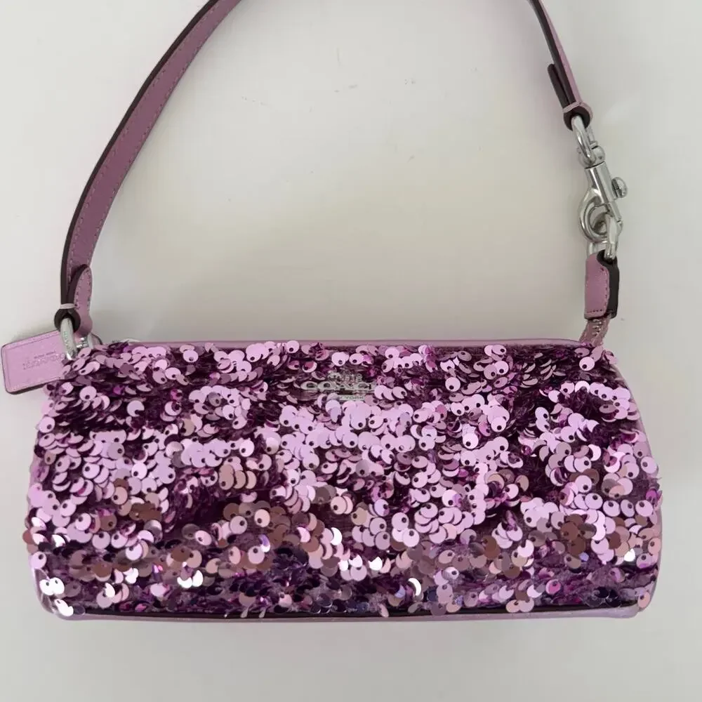 Coach Nolita Limited Edition Barrel Shoulder Demi Bag Lilac Sequin CQ589